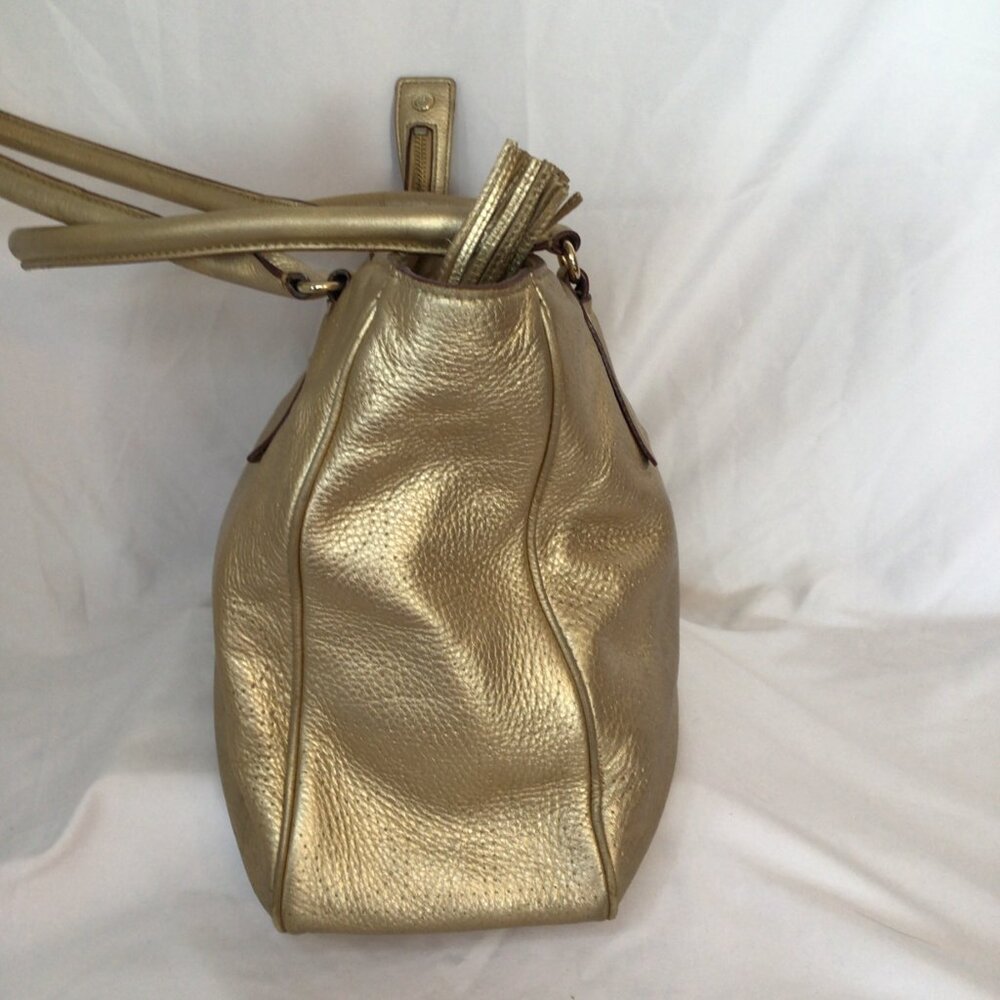 Kate Spade York Street Metallic Gold Leather Satchel • WKRU0812 • Care Cards - Picture 7 of 16